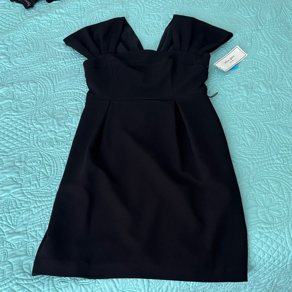 Shoulder Cuffed Black Cocktail Dress